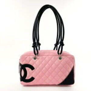 CHANEL Bowling Bag Cambon Line Shoulder Lambskin Pink